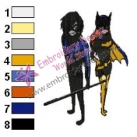 Nightwing and Batgirl Teen Titans Embroidery Design
